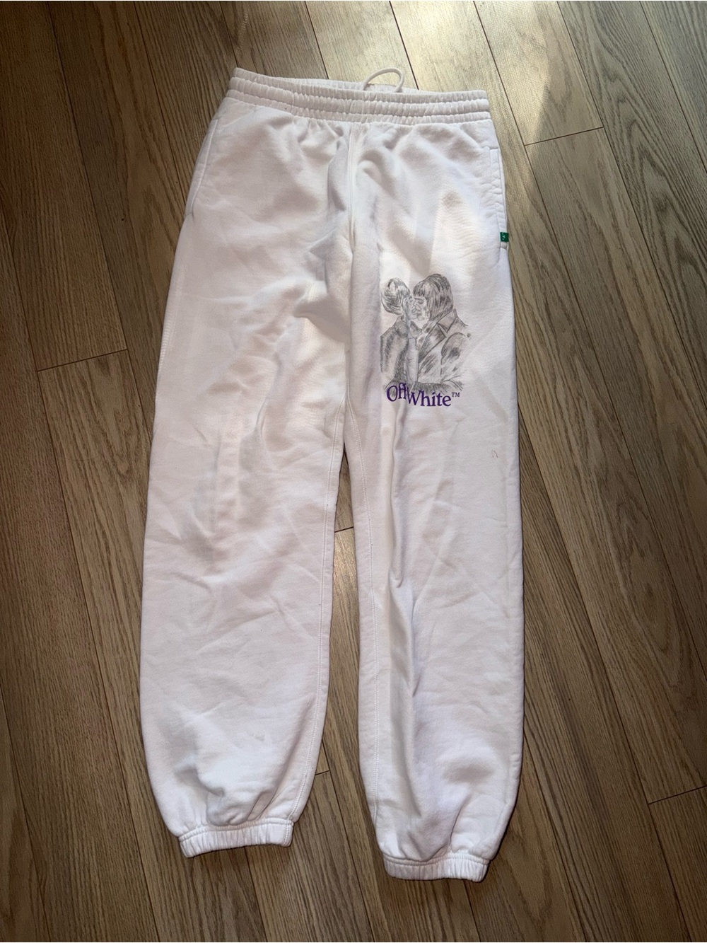 Authentic Off-White Sweatpants with Purple Logo & Sketch